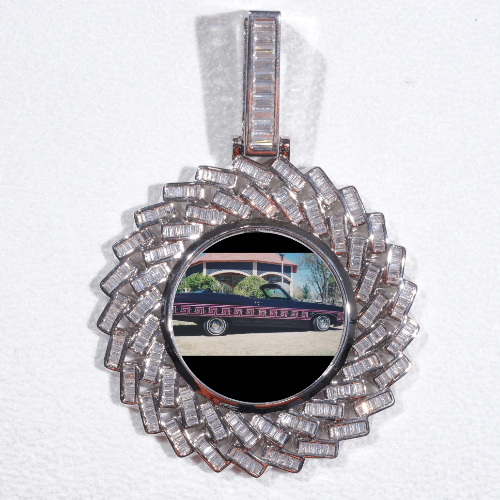 Large 3D Baguette Custom Picture Pendant