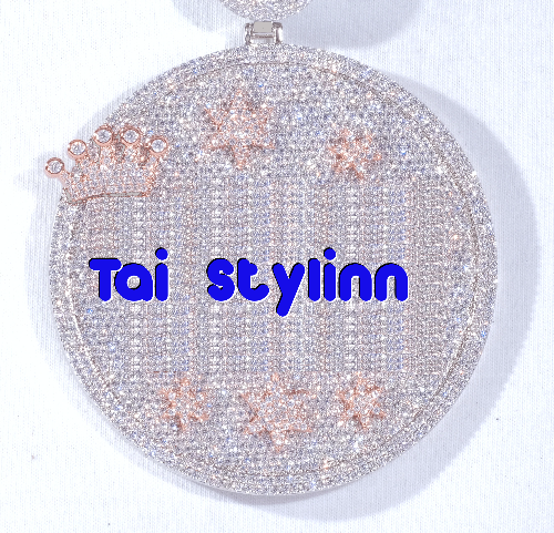 CUSTOM LETTER NECKLACE 3D BIG CROWN DISC