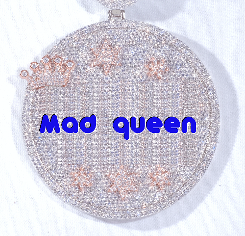 CUSTOM LETTER NECKLACE 3D BIG CROWN DISC