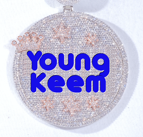 CUSTOM LETTER NECKLACE 3D BIG CROWN DISC