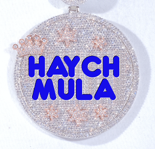 CUSTOM LETTER NECKLACE 3D BIG CROWN DISC
