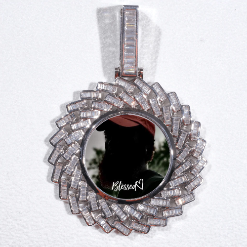 Large 3D Baguette Custom Picture Pendant