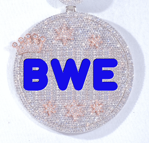 CUSTOM LETTER NECKLACE 3D BIG CROWN DISC