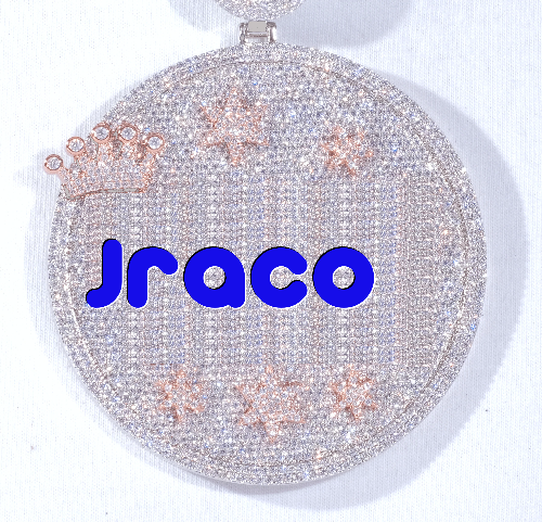 CUSTOM LETTER NECKLACE 3D BIG CROWN DISC