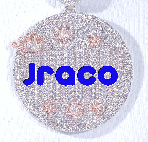 CUSTOM LETTER NECKLACE 3D BIG CROWN DISC