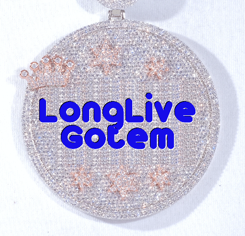 CUSTOM LETTER NECKLACE 3D BIG CROWN DISC