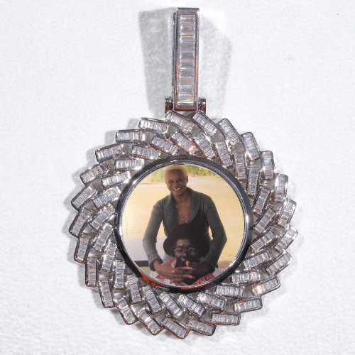 Large 3D Baguette Custom Picture Pendant