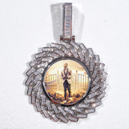 Large 3D Baguette Custom Picture Pendant