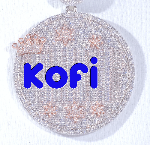 CUSTOM LETTER NECKLACE 3D BIG CROWN DISC
