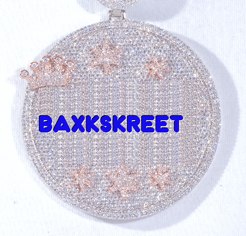 CUSTOM LETTER NECKLACE 3D BIG CROWN DISC