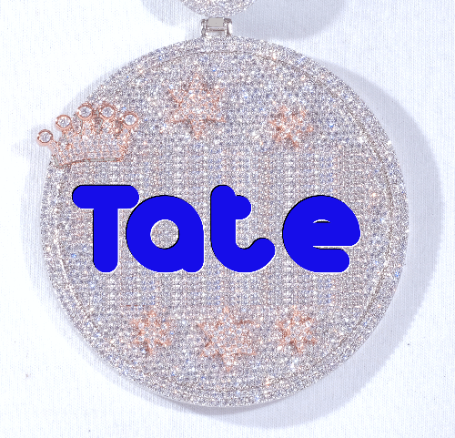 CUSTOM LETTER NECKLACE 3D BIG CROWN DISC