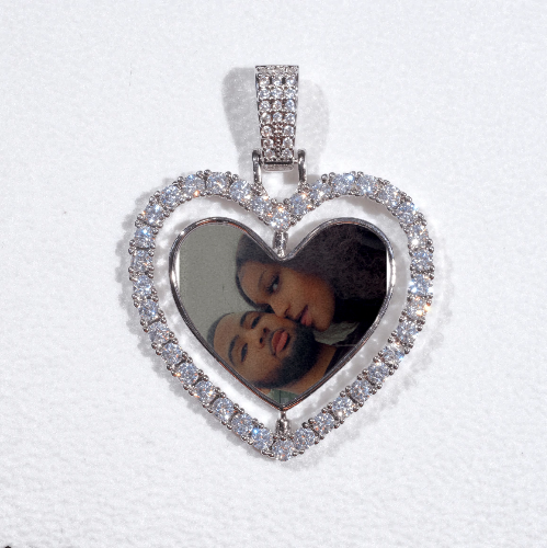3D Spinning 2-Faced Heart Custom Picture Pendant