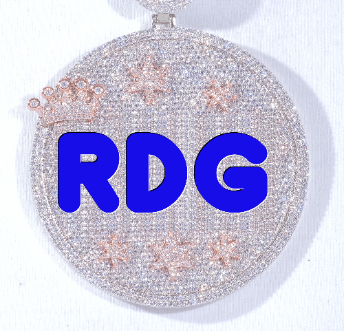 CUSTOM LETTER NECKLACE 3D BIG CROWN DISC