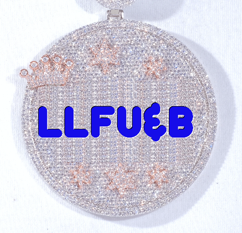 CUSTOM LETTER NECKLACE 3D BIG CROWN DISC