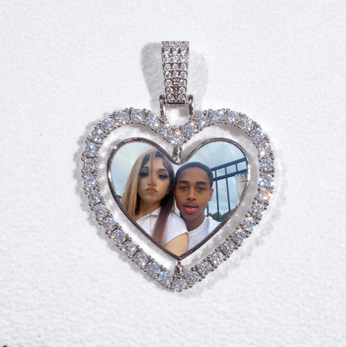 3D Spinning 2-Faced Heart Custom Picture Pendant