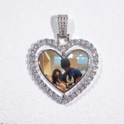 3D Spinning 2-Faced Heart Custom Picture Pendant
