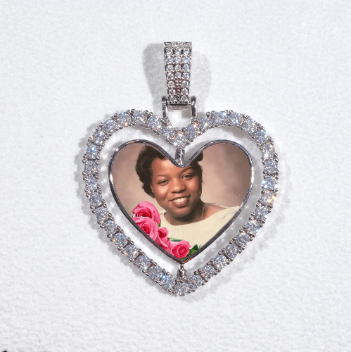 3D Spinning 2-Faced Heart Custom Picture Pendant