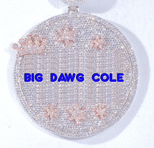 CUSTOM LETTER NECKLACE 3D BIG CROWN DISC
