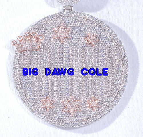 CUSTOM LETTER NECKLACE 3D BIG CROWN DISC