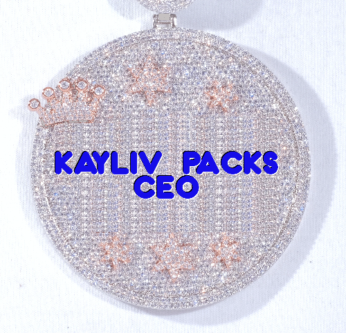 CUSTOM LETTER NECKLACE 3D BIG CROWN DISC
