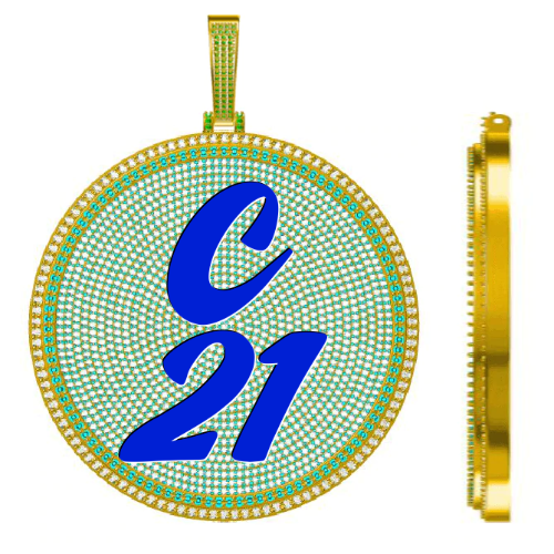 CUSTOM LETTER NECKLACE 3D BIG DISC