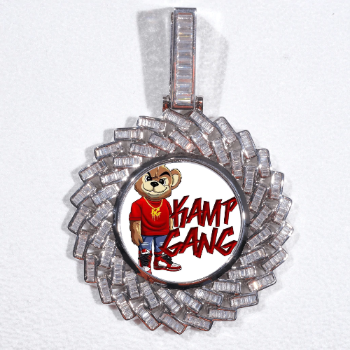 Large 3D Baguette Custom Picture Pendant