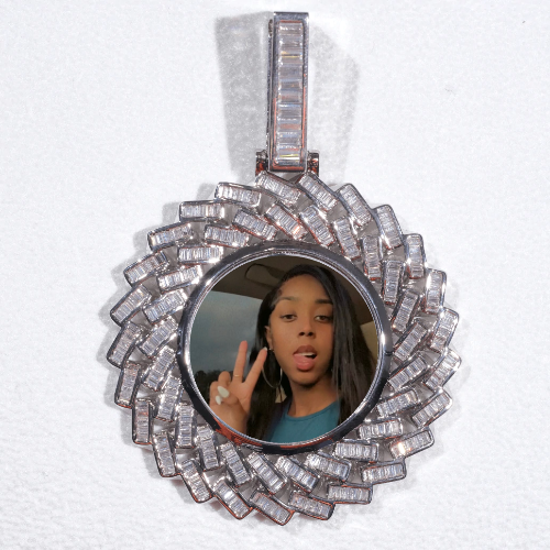 Large 3D Baguette Custom Picture Pendant