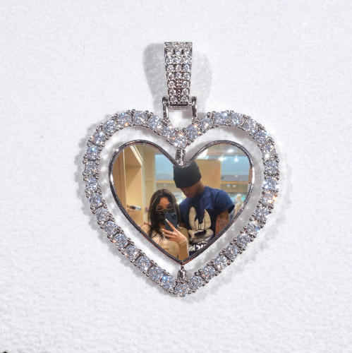 3D Spinning 2-Faced Heart Custom Picture Pendant