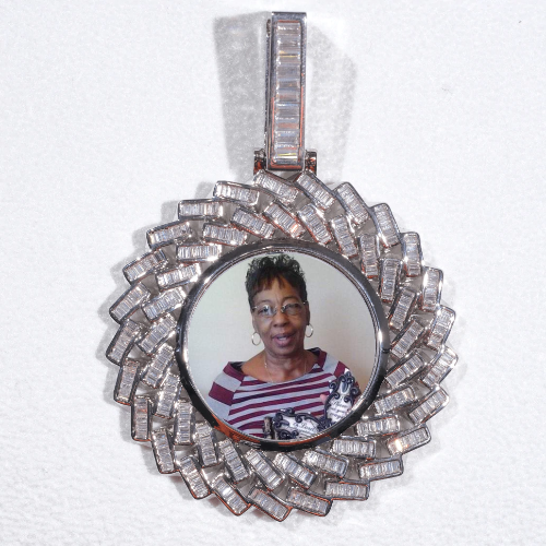 Large 3D Baguette Custom Picture Pendant