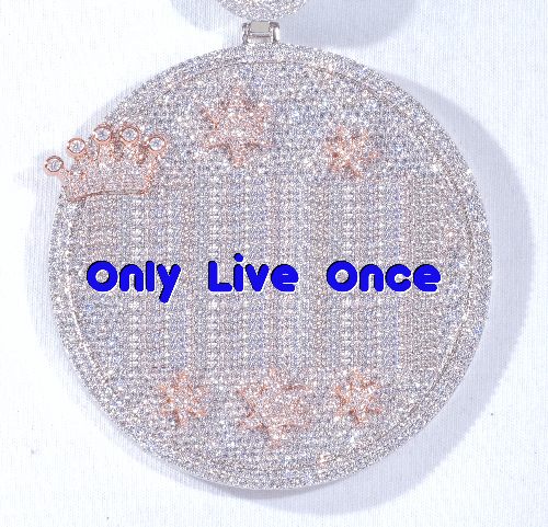 CUSTOM LETTER NECKLACE 3D BIG CROWN DISC