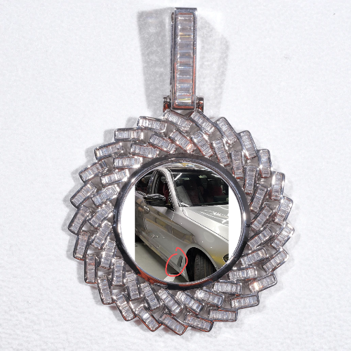 Large 3D Baguette Custom Picture Pendant