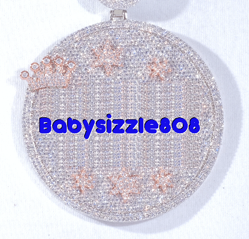 CUSTOM LETTER NECKLACE 3D BIG CROWN DISC
