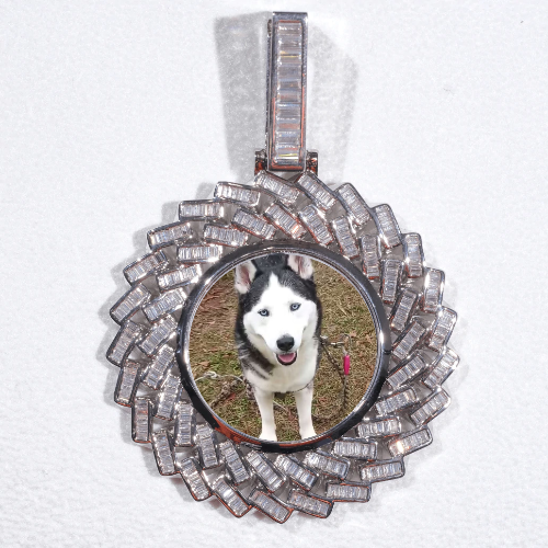 Large 3D Baguette Custom Picture Pendant