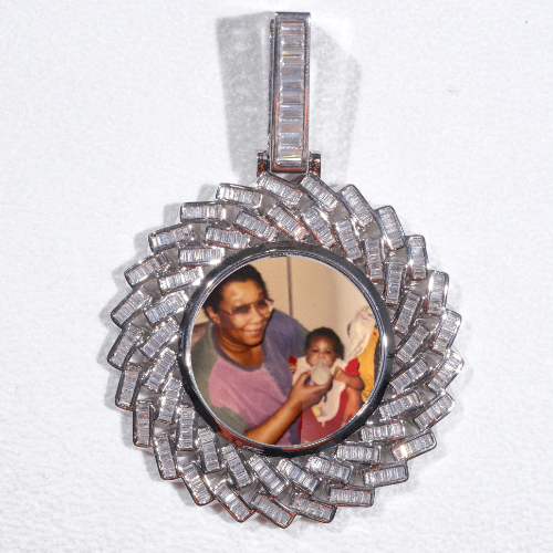 Large 3D Baguette Custom Picture Pendant