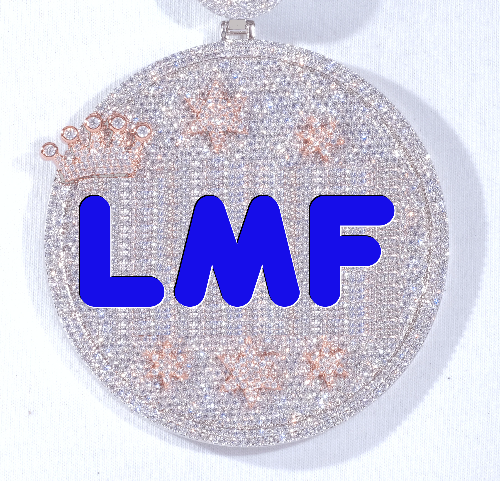 CUSTOM LETTER NECKLACE 3D BIG CROWN DISC
