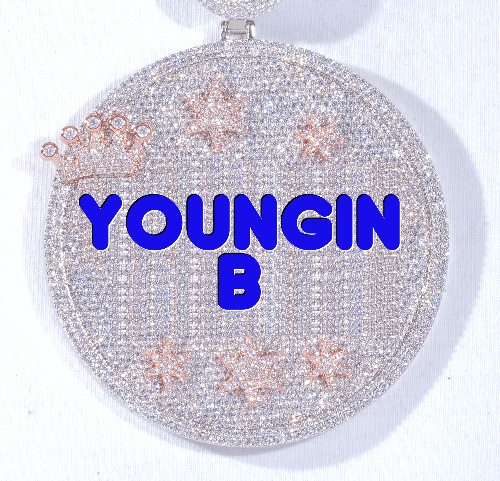 CUSTOM LETTER NECKLACE 3D BIG CROWN DISC