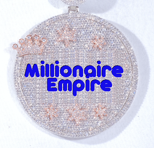 CUSTOM LETTER NECKLACE 3D BIG CROWN DISC