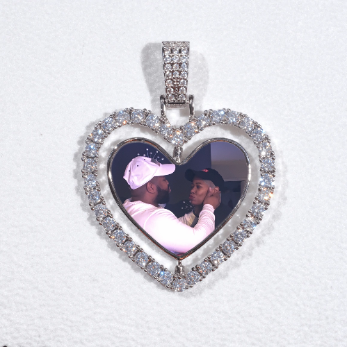 3D Spinning 2-Faced Heart Custom Picture Pendant