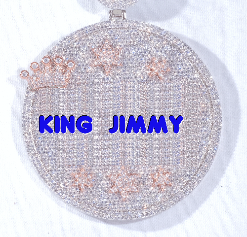 CUSTOM LETTER NECKLACE 3D BIG CROWN DISC