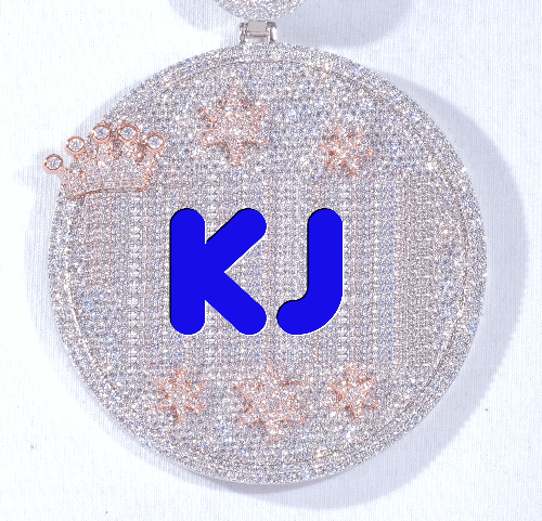 CUSTOM LETTER NECKLACE 3D BIG CROWN DISC