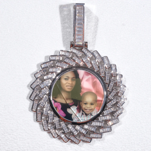 Large 3D Baguette Custom Picture Pendant