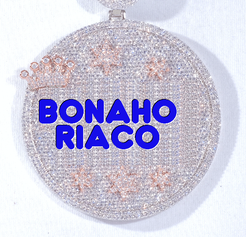 CUSTOM LETTER NECKLACE 3D BIG CROWN DISC