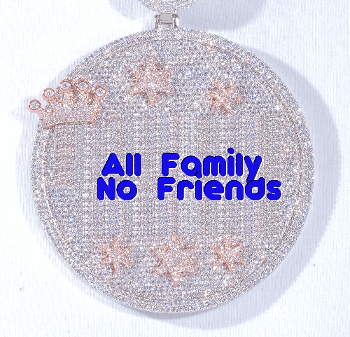 CUSTOM LETTER NECKLACE 3D BIG CROWN DISC
