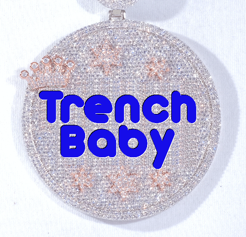 CUSTOM LETTER NECKLACE 3D BIG CROWN DISC