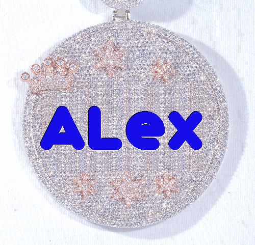 CUSTOM LETTER NECKLACE 3D BIG CROWN DISC