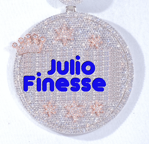 CUSTOM LETTER NECKLACE 3D BIG CROWN DISC