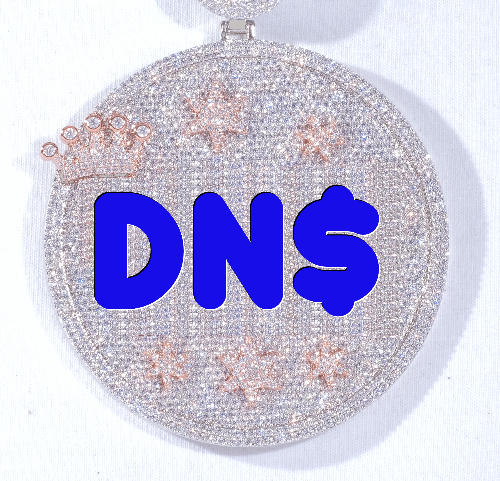 CUSTOM LETTER NECKLACE 3D BIG CROWN DISC