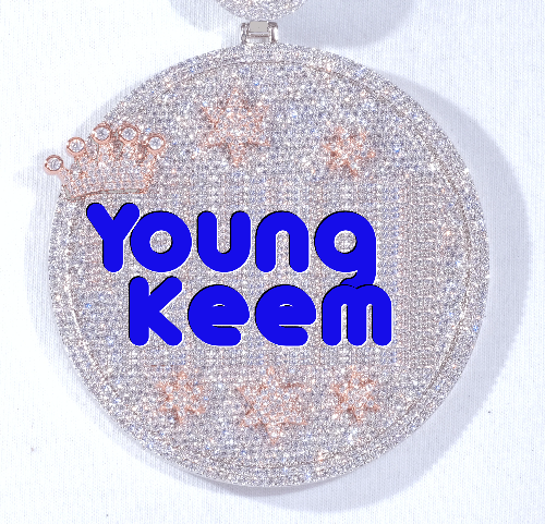 CUSTOM LETTER NECKLACE 3D BIG CROWN DISC