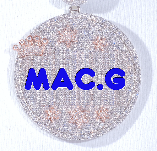 CUSTOM LETTER NECKLACE 3D BIG CROWN DISC