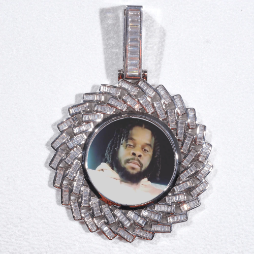Large 3D Baguette Custom Picture Pendant